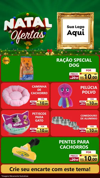 Modelo de TV para TV Vertical com o tema Natal de Ofertas para Pet Shop