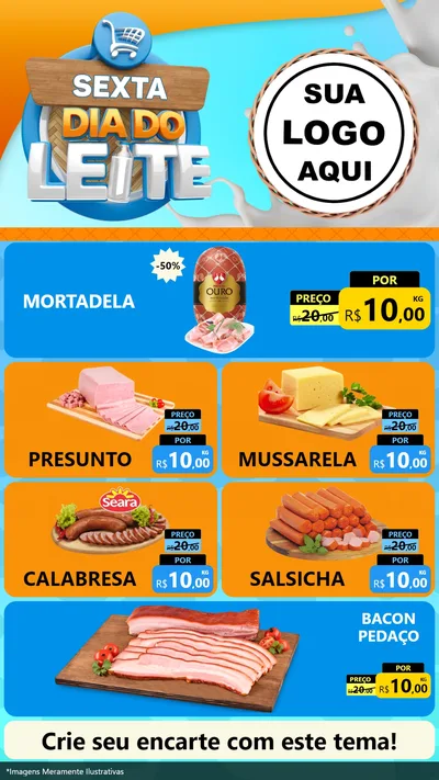 Modelo de TV para TV Vertical com o tema Sexta Dia do Leite para Frios e Laticínios