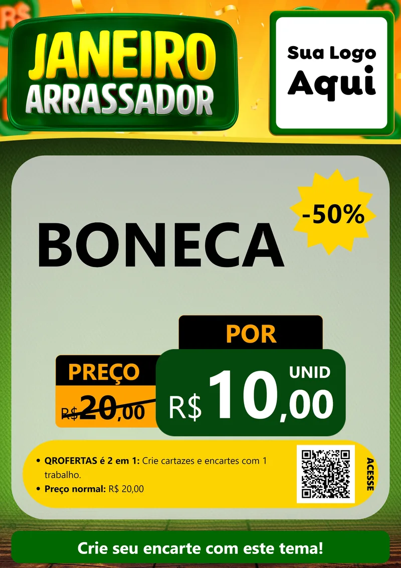 Modelo de Cartaz para Cartaz A4 Vertical com o tema Janeiro Arrasador para Brinquedos