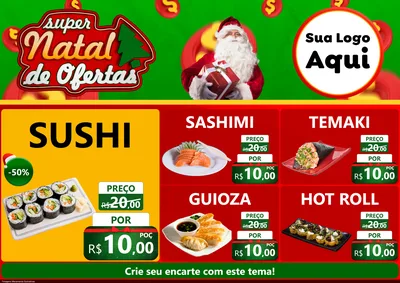 Modelo de Encarte para Encarte A4 Horizontal com o tema Super Natal de Ofertas para Comida japonesa
