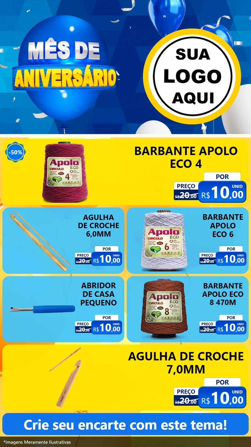 Modelo de TV para TV Vertical com o tema Mês de Aniversário para Armarinho e Aviamentos