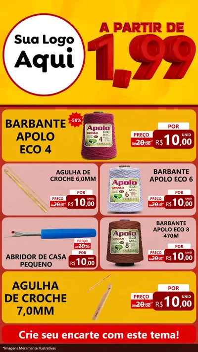 Modelo de TV para TV Vertical com o tema A Partir de Um e Noventa e Nove - 1,99 para Armarinho e Aviamentos