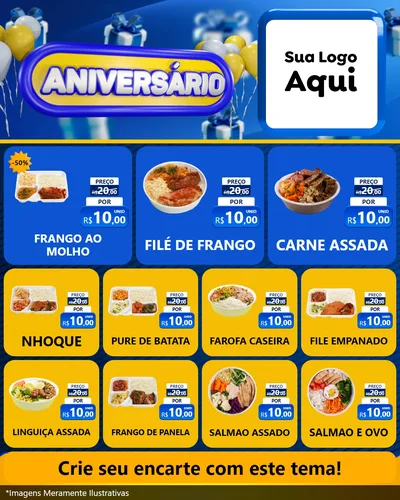 Modelo de Rede Social para Feed Instagram com o tema Aniversário para Restaurante