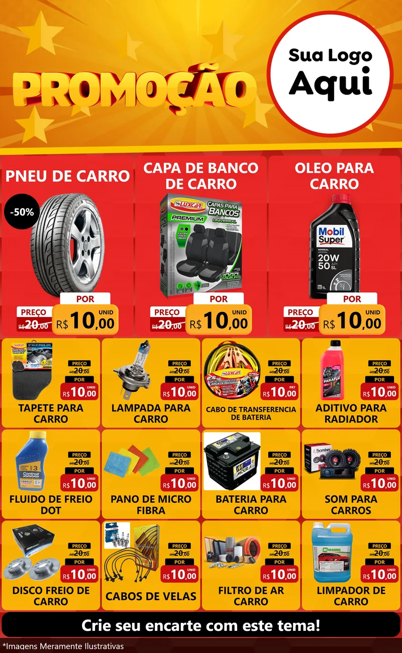 Modelo de Encarte para Encarte Grande com o tema Promoção para Auto peças