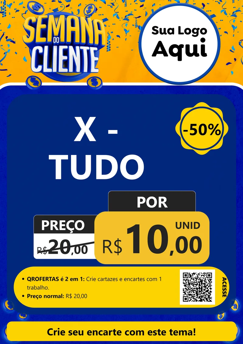 Modelo de Cartaz para Cartaz A4 Vertical com o tema Semana do Cliente para Hamburgueria