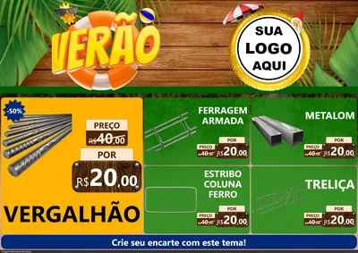 Modelo de Encarte para Encarte A4 Horizontal com o tema Verão para Ferragens