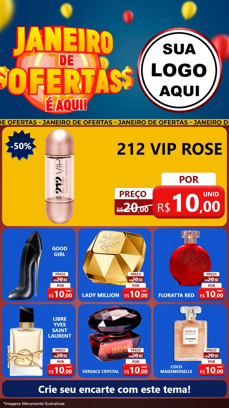 Modelo de Rede Social para Stories com o tema Janeiro de Ofertas É Aqui! para Perfumes