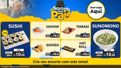 Modelo de TV para TV Horizontal com o tema Sorteio Dia Dos Pais para Comida japonesa