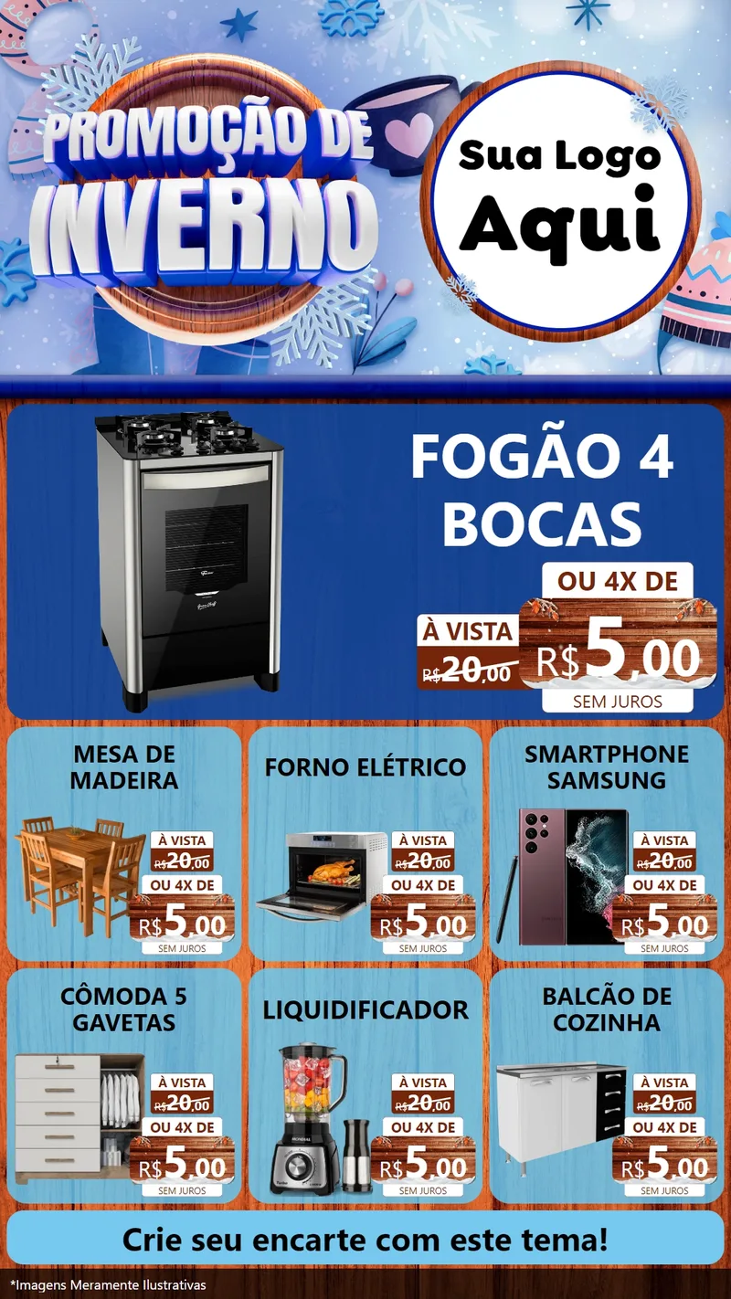 Modelo de Rede Social para Stories com o tema Promoção de Inverno para Móveis e Eletro