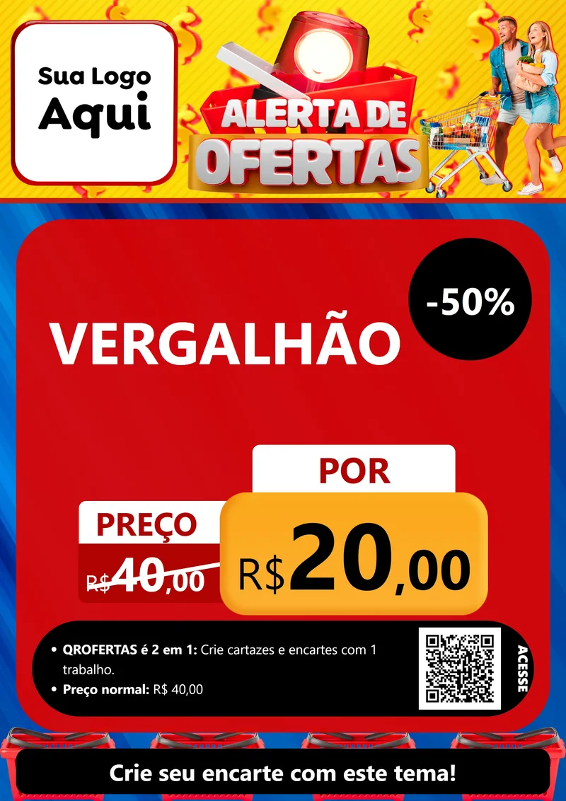 Modelo de Cartaz para Cartaz A4 Vertical com o tema Alerta de Ofertas para Ferragens
