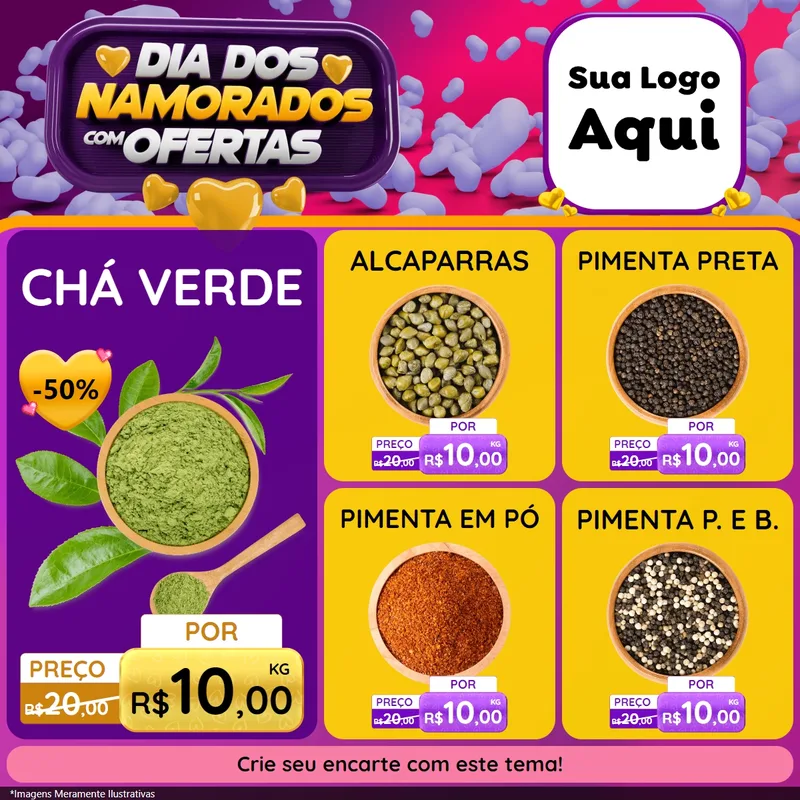 Modelo de Rede Social para Feed Facebook com o tema Dia Dos Namorados Com Ofertas para Produtos Naturais
