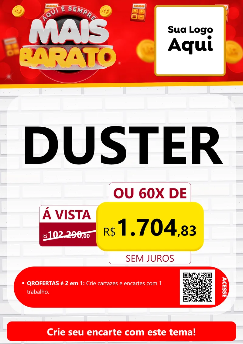 Modelo de Cartaz para Cartaz A4 Vertical com o tema Mais Barato para Concessionaria de Carros