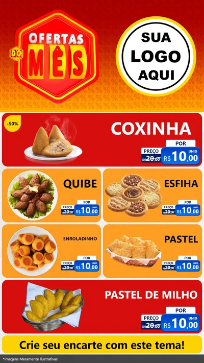 Modelo de TV para TV Vertical com o tema Ofertas do Mês para Salgadaria