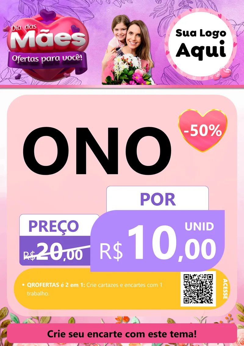 Modelo de Cartaz para Cartaz A4 Vertical com o tema Dia das Mães Ofertas para Você! para Óticas