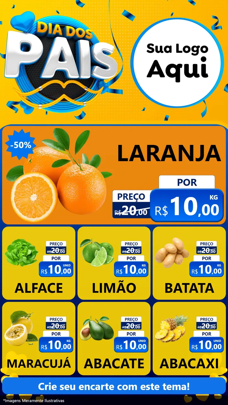 Modelo de Rede Social para Stories com o tema Dia dos Pais para Hortifrúti
