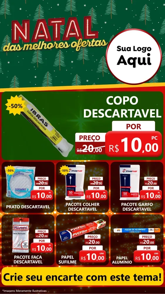 Modelo de Rede Social para Stories com o tema Natal das Melhores Ofertas para Embalagens