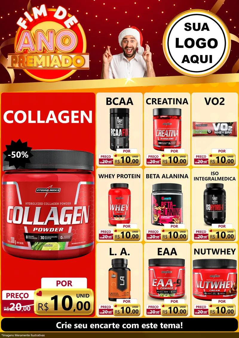Modelo de Encarte para Encarte A4 Vertical com o tema Fim de Ano Premiado para Suplementos alimentares