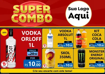 Modelo de Encarte para Encarte A4 Horizontal com o tema Super Combo para Distribuidora de bebidas