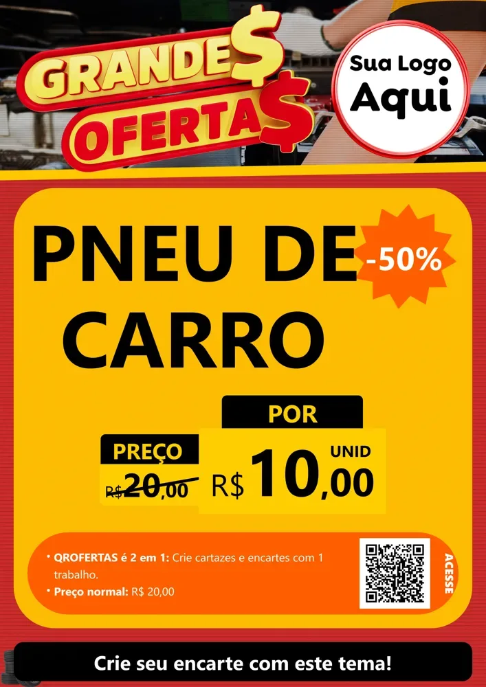 Modelo de Cartaz para Cartaz A4 Vertical com o tema Grandes Ofertas - Autopeças para Auto peças