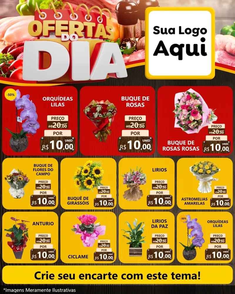 Modelo de Rede Social para Feed Instagram com o tema Ofertas do Dia para Floricultura e jardim
