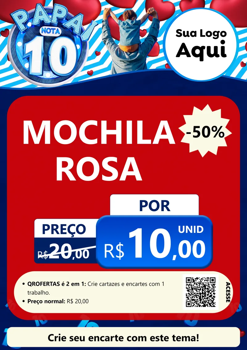 Modelo de Cartaz para Cartaz A4 Vertical com o tema Papai Nota 10 para Papelaria
