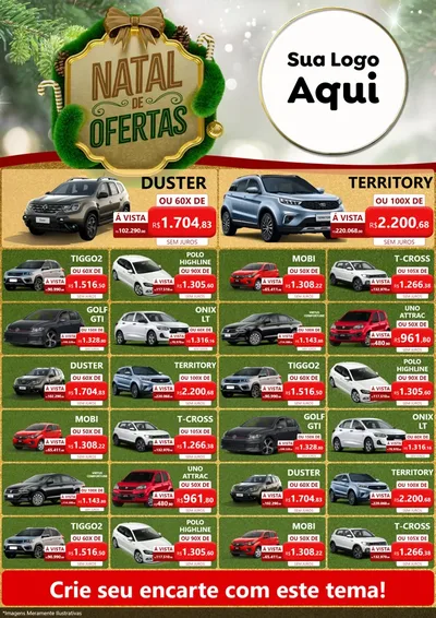 Modelo de Encarte para Encarte A4 Vertical com o tema Ofertas de Natal para Concessionaria de Carros
