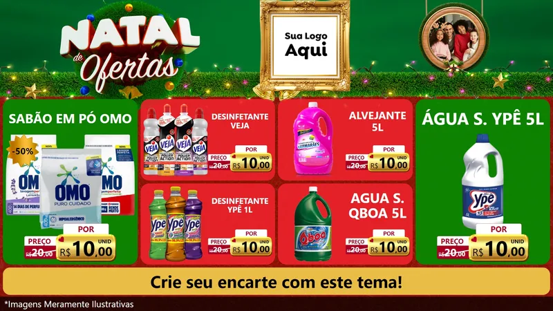 Modelo de TV para TV Horizontal com o tema Natal de Ofertas para Produtos de Limpeza