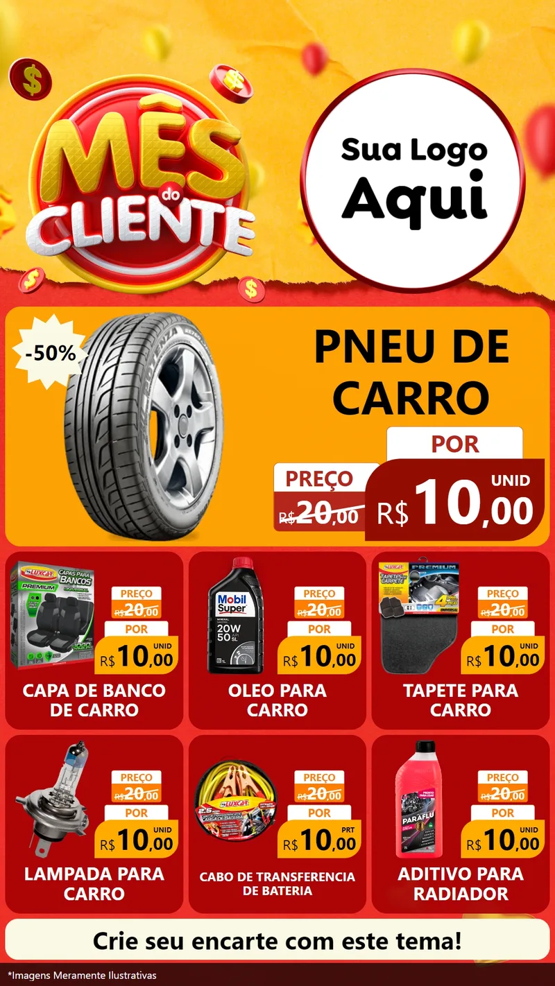 Modelo de Rede Social para Stories com o tema Mês do Cliente para Auto peças