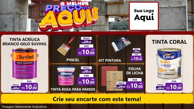 Modelo de TV para TV Horizontal com o tema O Melhor Preço Está Aqui - Construção para Tintas e Ferramentas