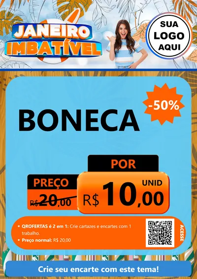 Modelo de Cartaz para Cartaz A4 Vertical com o tema Janeiro Imbatível para Brinquedos
