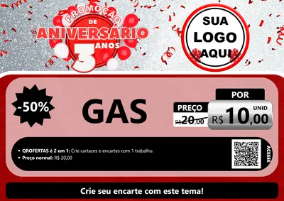 Modelo de Cartaz para Cartaz A4 Horizontal com o tema Promoção de Aniversário - 3 Anos para Água e gás