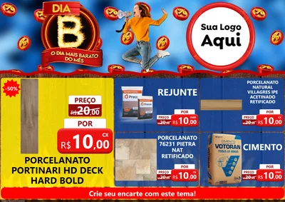 Modelo de Encarte para Encarte A4 Horizontal com o tema Dia B - O Dia Mais Barato Do Mês para Pisos e revestimentos