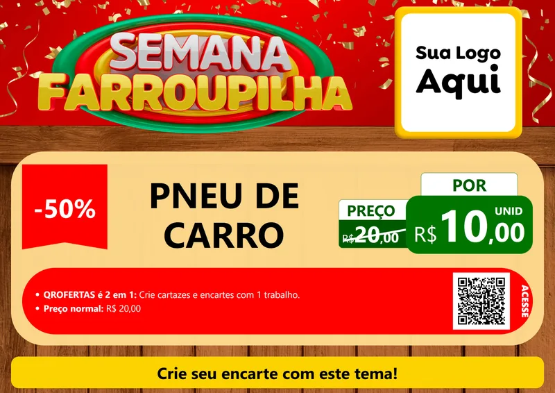 Modelo de Cartaz para Cartaz A4 Horizontal com o tema Semana Farroupilha para Auto peças