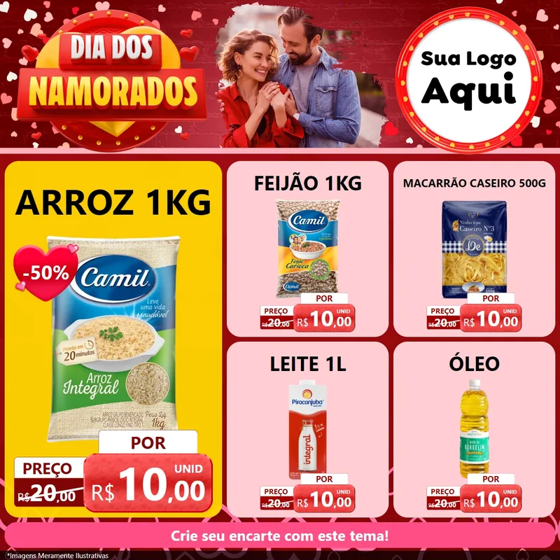 Modelo de Rede Social para Feed Facebook com o tema Dia Dos Namorados para Supermercado