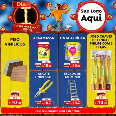 Modelo de Rede Social para Feed Facebook com o tema Dia I - O Dia Mais Barato Do Mês para Material para Construção