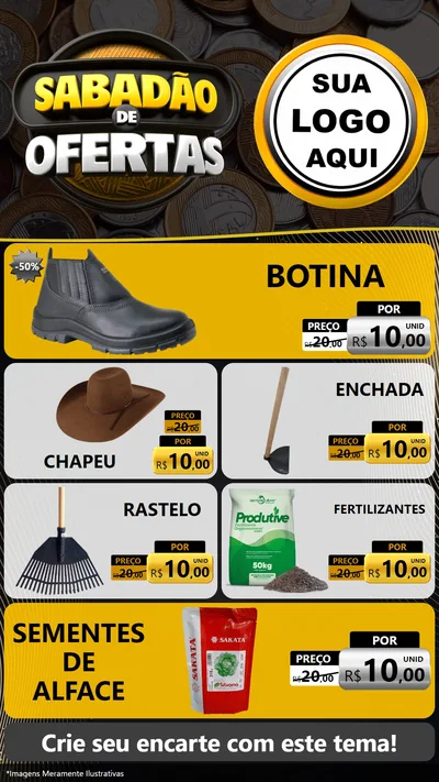 Modelo de TV para TV Vertical com o tema Sabadão de Ofertas para Agropecuária
