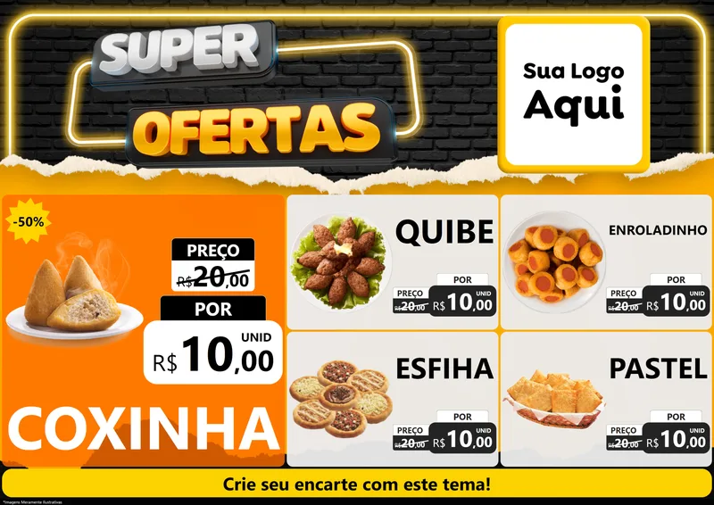 Modelo de Encarte para Encarte A4 Horizontal com o tema Super Ofertas para Salgadaria