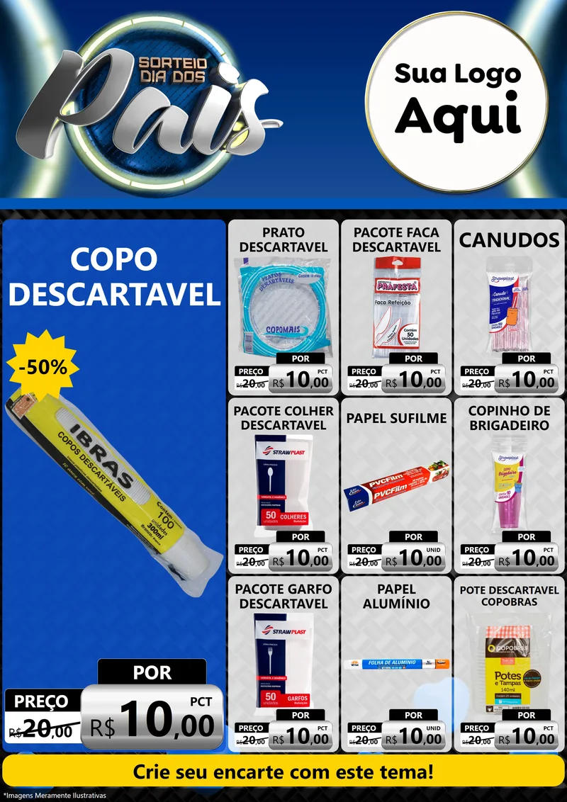 Modelo de Encarte para Encarte A4 Vertical com o tema Sorteio Dia Dos Pais para Embalagens