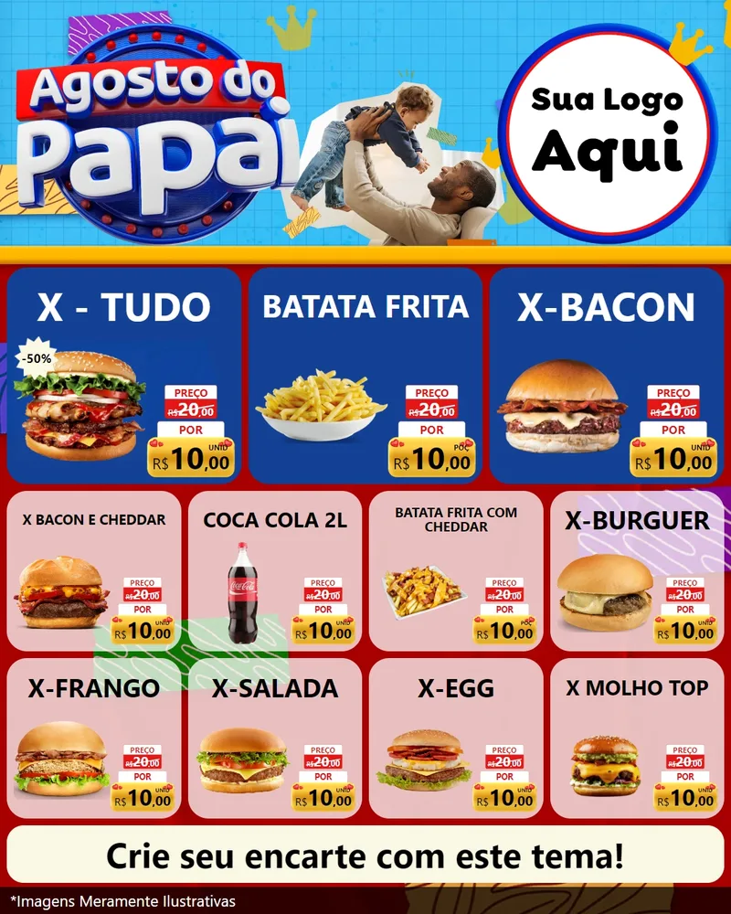 Modelo de Rede Social para Feed Instagram com o tema Agosto do Papai para Hamburgueria