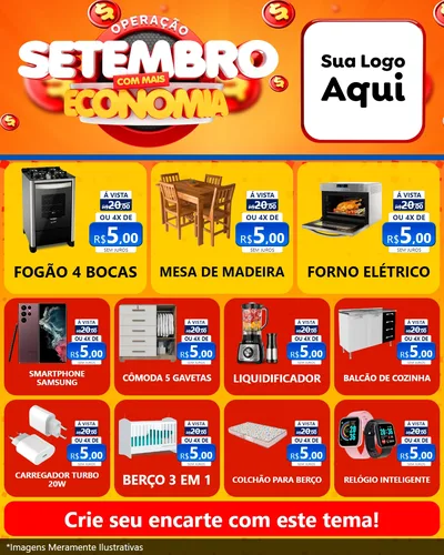Modelo de Rede Social para Feed Instagram com o tema Operação Setembro Com Muita Economia para Móveis e Eletro
