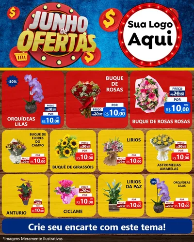 Modelo de Rede Social para Feed Instagram com o tema Junho de Ofertas para Floricultura e jardim