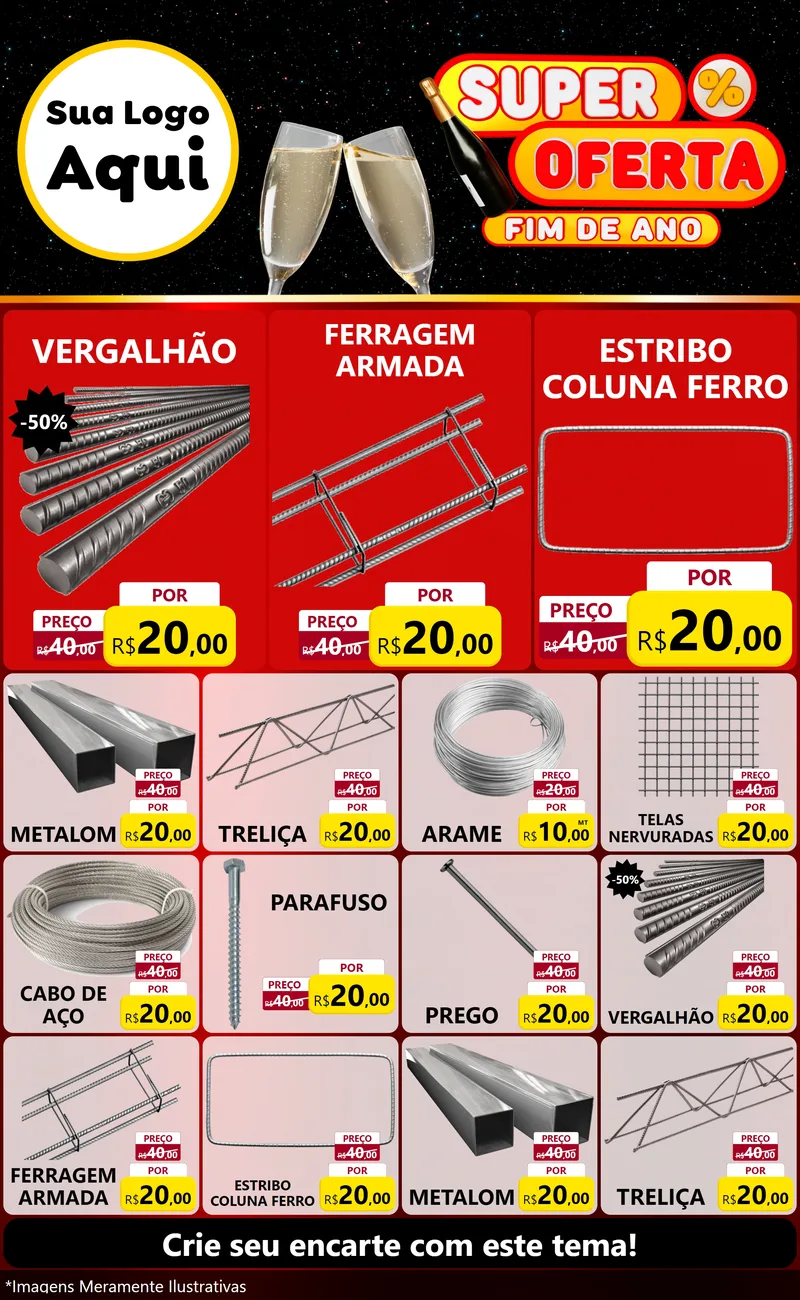 Modelo de Encarte para Encarte Grande com o tema Super Oferta Fim de Ano para Ferragens