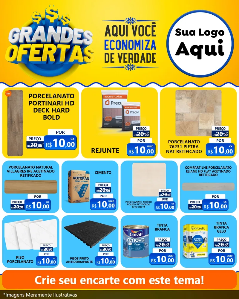 Modelo de Rede Social para Feed Instagram com o tema Grandes Ofertas para Pisos e revestimentos