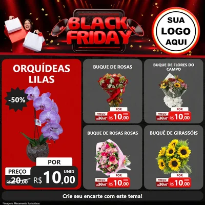 Modelo de Rede Social para Feed Facebook com o tema Black Friday para Floricultura e jardim