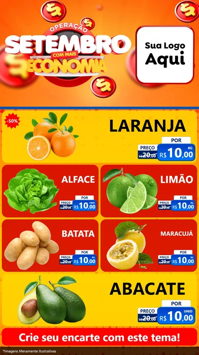 Modelo de TV para TV Vertical com o tema Operação Setembro Com Muita Economia para Hortifrúti