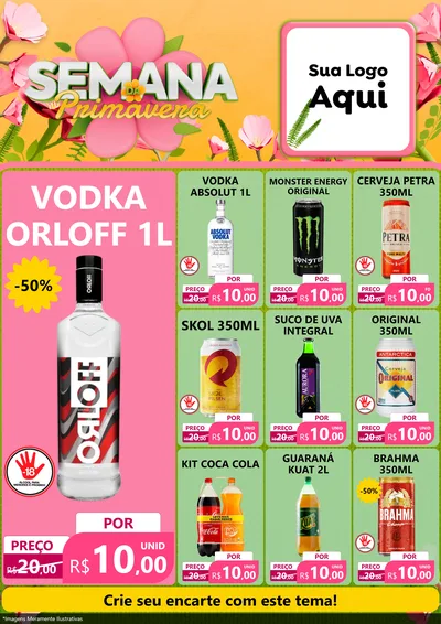 Modelo de Encarte para Encarte A4 Vertical com o tema Semana da Primavera para Distribuidora de bebidas