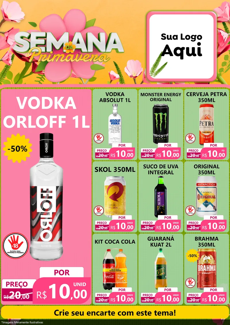 Modelo de Encarte para Encarte A4 Vertical com o tema Semana da Primavera para Distribuidora de bebidas
