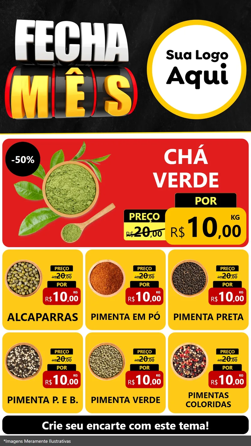 Modelo de Rede Social para Stories com o tema Fecha Mês para Produtos Naturais