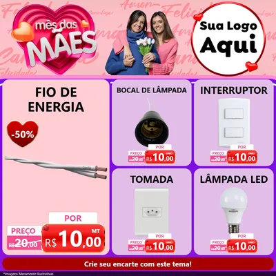 Modelo de Rede Social para Feed Facebook com o tema Mês Das Mães para Materiais Elétricos