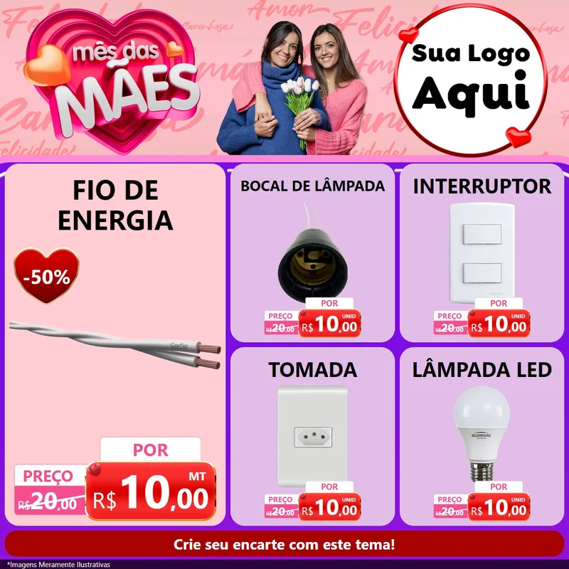 Modelo de Rede Social para Feed Facebook com o tema Mês Das Mães para Materiais Elétricos
